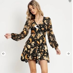 Blackmilk  October's Moon Gold Foil Printed Women's Dress